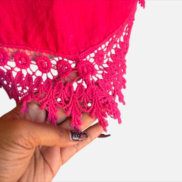 Terzo Millennio Linen Pink Crocheted Lace Trim Made In Italy Blouse (Size M) - Picture 7 of 14